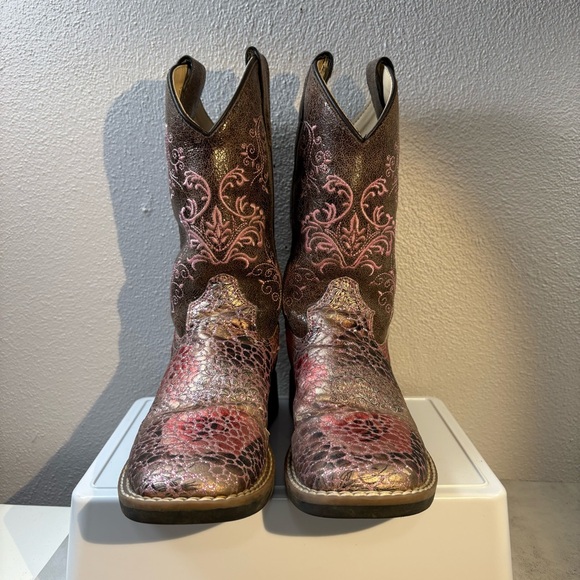 Shyanne Girls’ Aria Brown & Pink Sparkly Western Boots size 12.0-D - Picture 4 of 9